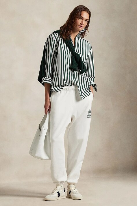 Polo Ralph Lauren spodnie dresowe Wimbledon Collection kolor biały gładkie 211970420