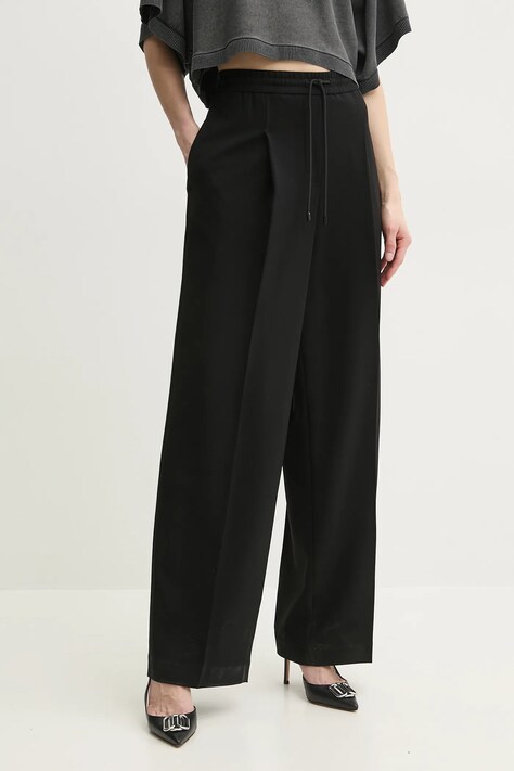 MICHAEL Michael Kors pantaloni femei, culoarea negru, lat, high waist, MS530TBENX