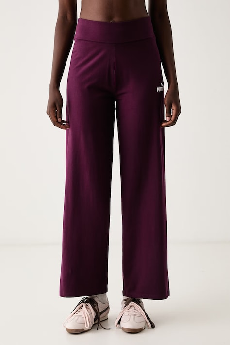 Puma Pantaloni de trening pentru femei din bumbac cu elastan Essential Logo violet high waist 682429