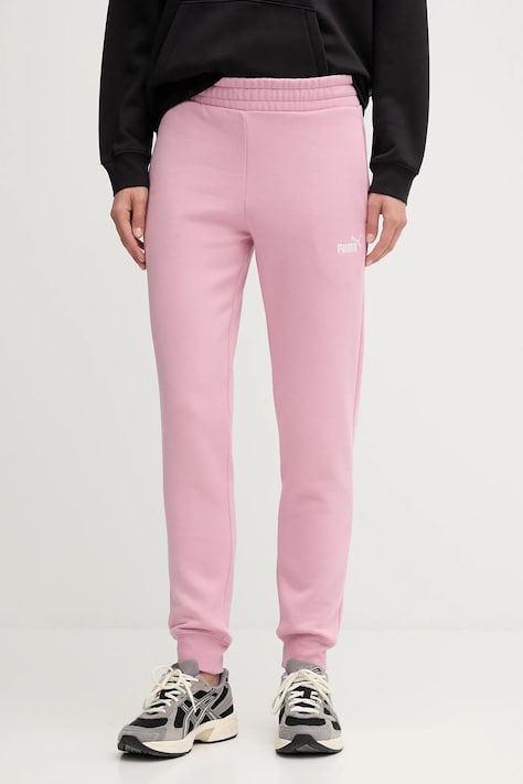 Puma pantaloni de trening culoarea roz, uni, 682449