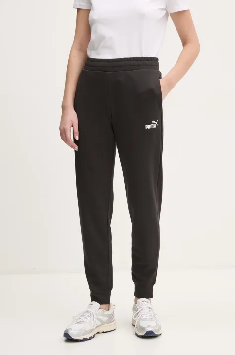 Puma pantaloni de trening femei, culoarea negru, cu imprimeu, 682450