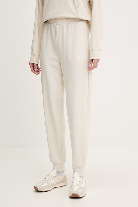 Puma spodnie dresowe Essential Logo kolor beżowy gładkie 682459