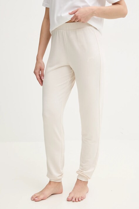 Guess pantaloni de trening LUCIA femei, culoarea bej, uni, O5GB05 KCQP2
