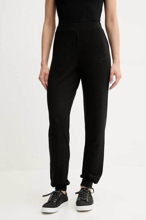 Guess pantaloni de trening LUCIA femei, culoarea negru, uni, O5GB05 KCQP2