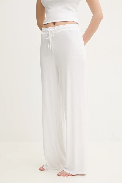 Guess pantaloni LIA femei, culoarea alb, uni, O5GB00 KCQ72