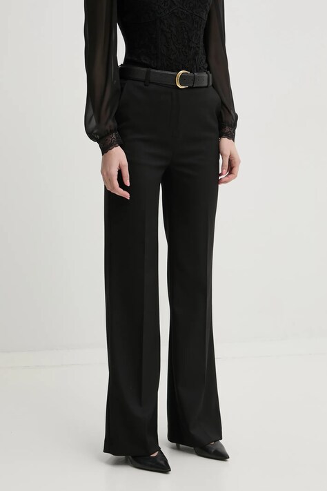 Kalhoty Morgan PITT.F dámské, černá barva, zvony, high waist, PITT.F