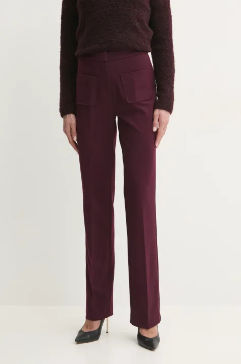 Morgan pantaloni POULO.F femei, culoarea bordo, drept, high waist, POULO.F