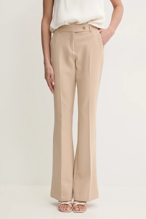 Kalhoty Fracomina dámské, béžová barva, zvony, medium waist, FR25SVA004W42901