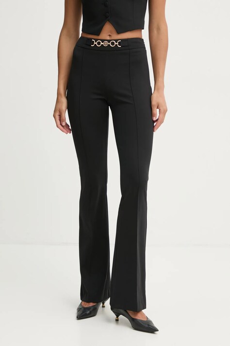 Kalhoty Fracomina dámské, černá barva, zvony, medium waist, FR25SVA006W51501