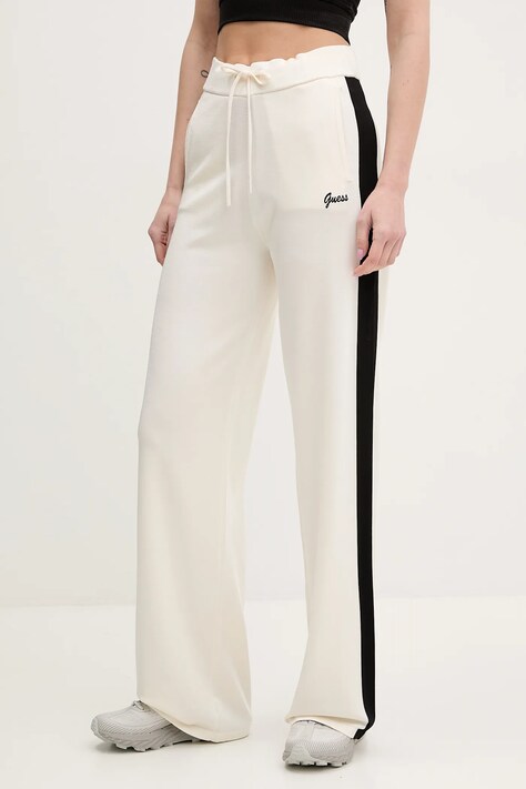 Guess pantaloni de trening femei, culoarea bej, cu imprimeu, V5GB00 Z3D60