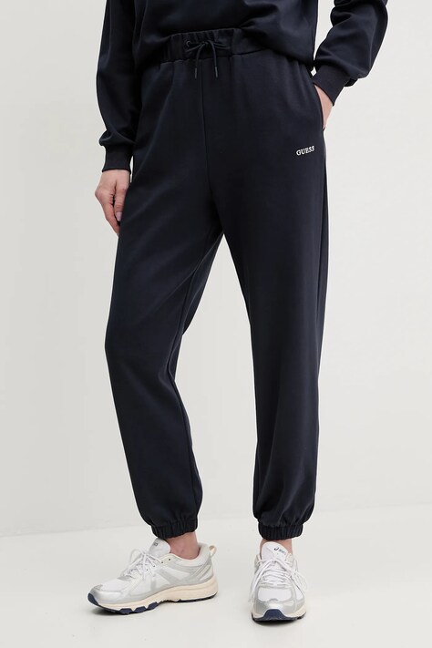 Guess pantaloni de trening NIGELLA femei, culoarea bleumarin, uni, V5GB03 KCS01
