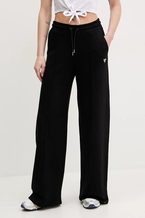 Guess pantaloni de trening din bumbac PRIMULA femei, culoarea negru, uni, V5GB07 KCRP0