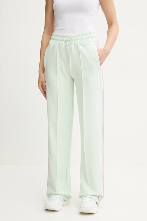 Guess pantaloni de trening YARROW femei, culoarea verde, cu imprimeu, V5GB12 KCRU2