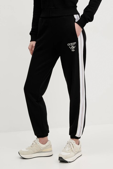 Tepláky Guess YARROW dámské, černá barva, s potiskem, V5GB15 KCRT1