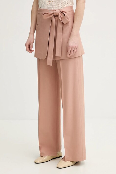 AERON pantaloni HURAA culoarea portocaliu, lat, high waist, PA330474