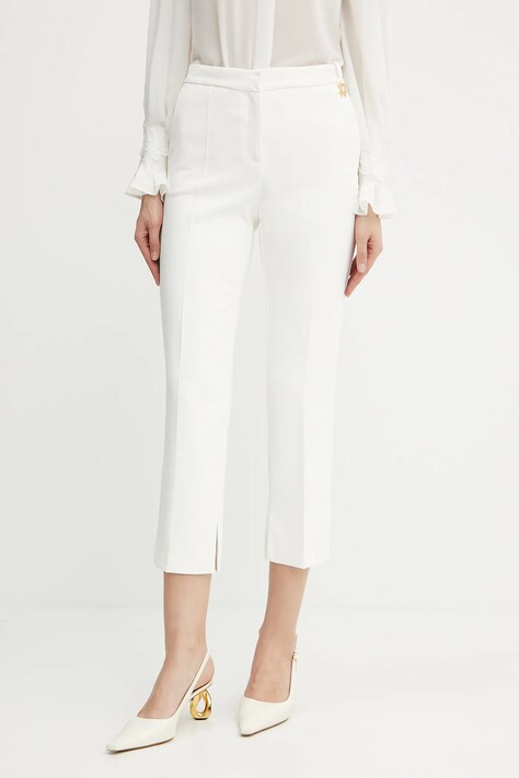 Elisabetta Franchi pantaloni culoarea bej, drept, medium waist, PA09852E2