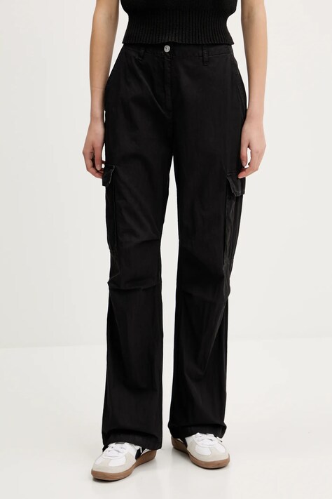 Tommy Jeans pantaloni culoarea negru, lat, high waist, DW0DW20350