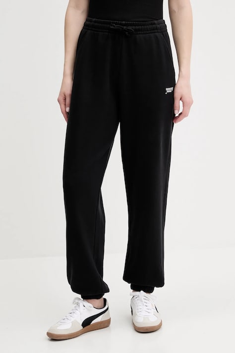 Tommy Jeans pantaloni de trening din bumbac culoarea negru, uni, DW0DW20670