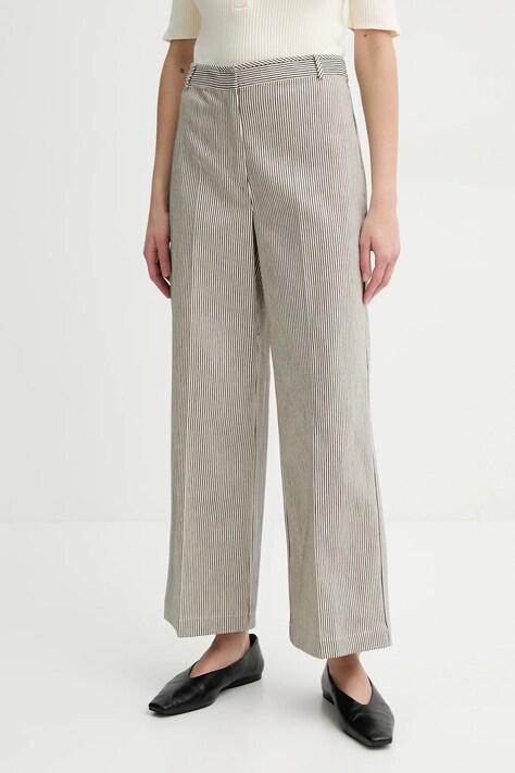 Bavlněné kalhoty Sessun dámské, černá barva, široké, high waist, 25207025