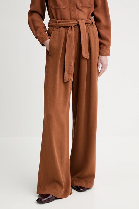 Sessun pantaloni culoarea portocaliu, lat, high waist, 25207012