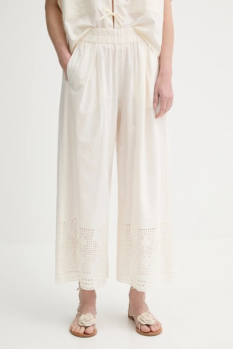 Sessun pantaloni in cotone colore beige  25207013