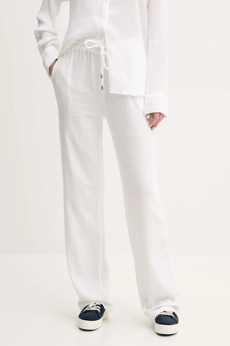 Памучен панталон Melissa Odabash в бяло със стандартна кройка, с висока талия Krissy