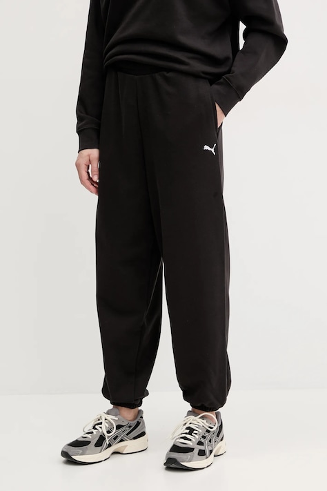 Puma pantaloni de trening femei, culoarea negru, neted, 629753