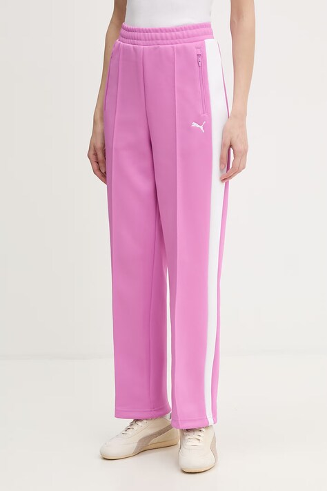 Puma spodnie dresowe damskie Always on fioletowe high waist 629797