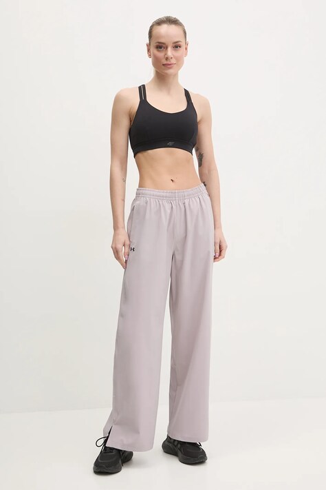 Under Armour pantaloni Rival femei, culoarea bej, 1386453