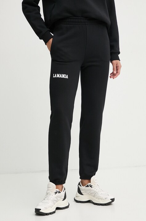 La Mania pantaloni de trening femei, culoarea negru, cu imprimeu, SOUL