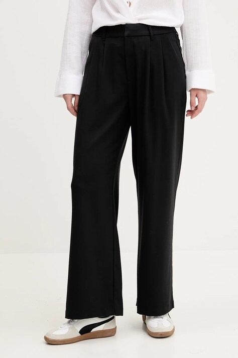 Hollister Co. pantaloni femei, culoarea negru, lat, high waist, KI356-4220