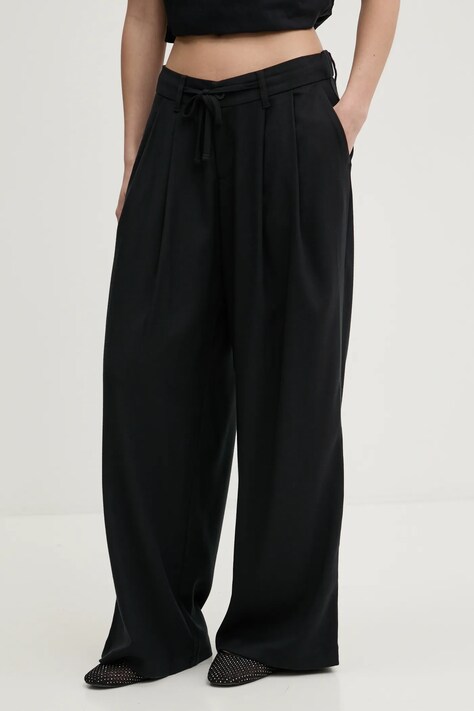 Hollister Co. pantaloni femei, culoarea negru, drept, high waist, KI356-5047