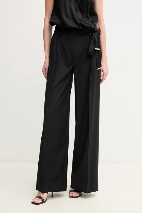 Marciano Guess pantaloni din lână IRINA femei, culoarea negru, lat, high waist, 5GGB08 7294A