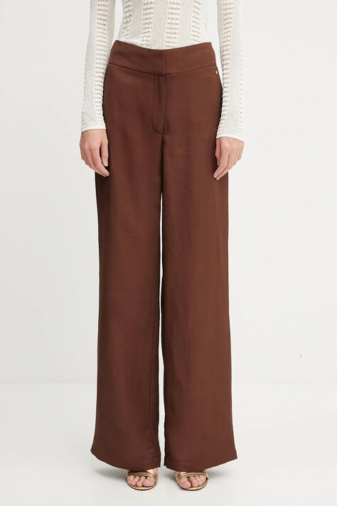 Marciano Guess pantaloni din amestec de in GRETA culoarea maro, drept, high waist, 5GGB21 7316A