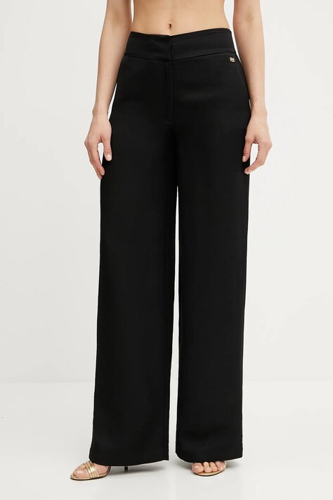Marciano Guess pantaloni din amestec de in GRETA culoarea negru, drept, high waist, 5GGB21 7316A