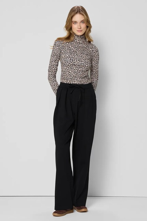 Kalhoty Bizuu BAWOS dámské, černá barva, široké, high waist, BAWOS CZARNY KWD25