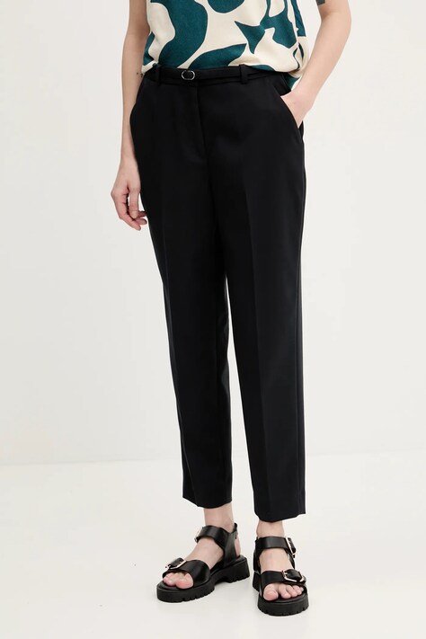 Abercrombie & Fitch pantaloni femei, culoarea negru, mulata, high waist, KI156-5069