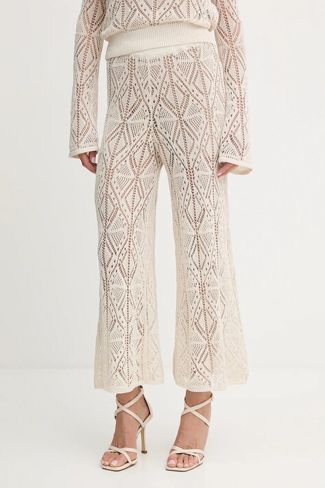 Liu Jo pantaloni femei, culoarea bej, drept, high waist, WA5341.MS007