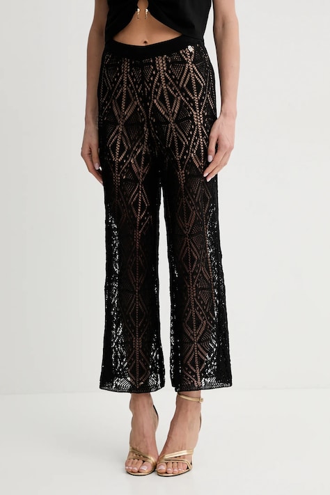 Liu Jo pantaloni femei, culoarea negru, drept, high waist, WA5341.MS007