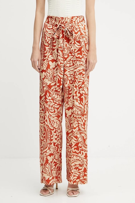 Liu Jo spodnie damskie kolor czerwony proste high waist WA5500.T5973