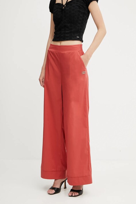 Liu Jo pantaloni culoarea rosu, lat, high waist, VA5065.TS330