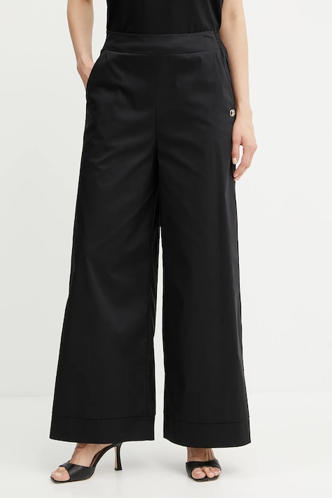 Liu Jo pantaloni culoarea negru, lat, high waist, VA5065.TS330