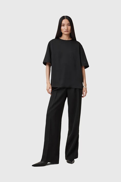 Панталон AllSaints ZENNI в черно с широка каройка, с висока талия W023TC