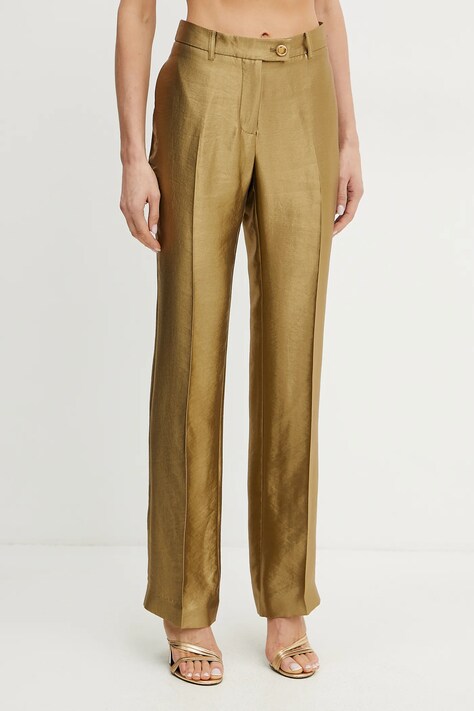 Marciano Guess pantaloni MILLA femei, culoarea galben, drept, high waist, 5GGB18 7312A