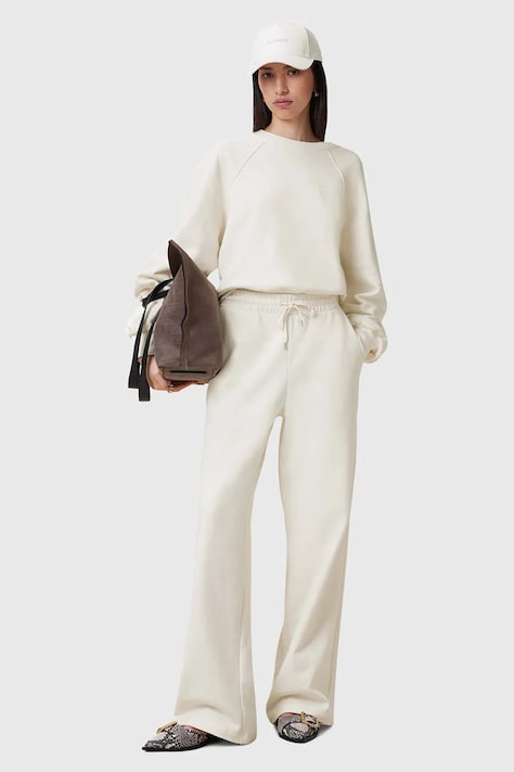 AllSaints spodnie bawełniane VIN damskie kolor beżowy szerokie high waist W069TC