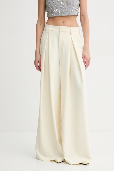 Kalhoty ISABELLE BLANCHE dámské, žlutá barva, široké, high waist, IS25SS-P041-T008