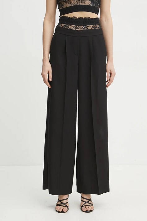 Ermanno Scervino pantaloni femei, culoarea negru, drept, high waist, 56TP057E22