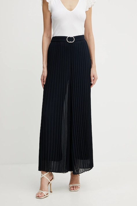 Kalhoty Morgan PCARY dámské, tmavomodrá barva, široké, high waist, PCARY