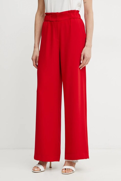 Kalhoty Morgan PBIRD dámské, červená barva, jednoduché, high waist, PBIRD