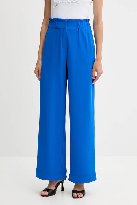 Morgan spodnie PBIRD damskie kolor niebieski proste high waist PBIRD